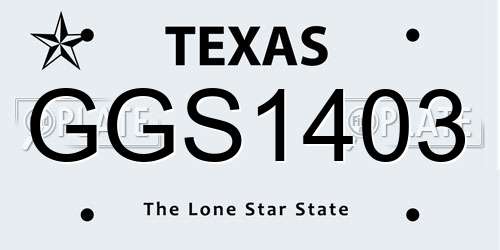 GGS1403 Texas License Plate