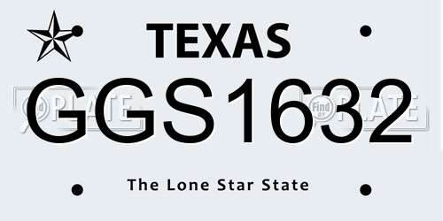 GGS1632 Texas License Plate