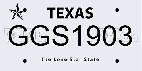 GGS1903 Texas License Plate