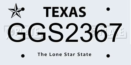 GGS2367 Texas License Plate