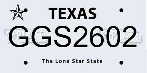 GGS2602 Texas License Plate