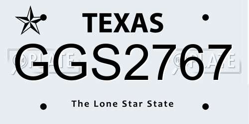 GGS2767 Texas License Plate