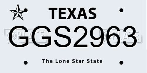 GGS2963 Texas License Plate