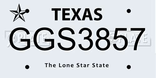 GGS3857 Texas License Plate