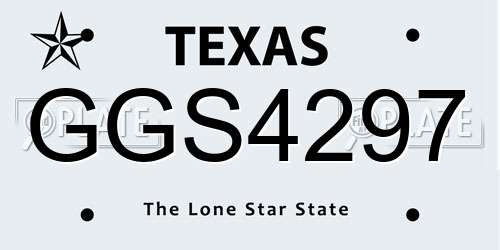 GGS4297 Texas License Plate