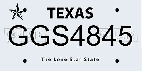 GGS4845 Texas License Plate