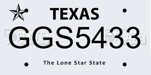 GGS5433 Texas License Plate