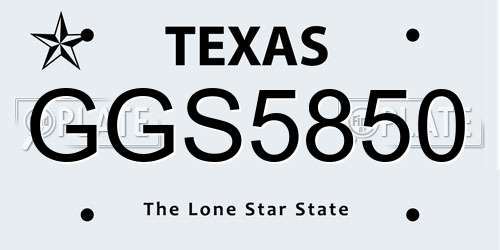 GGS5850 Texas License Plate