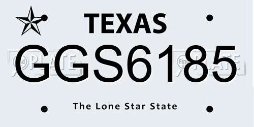 GGS6185 Texas License Plate