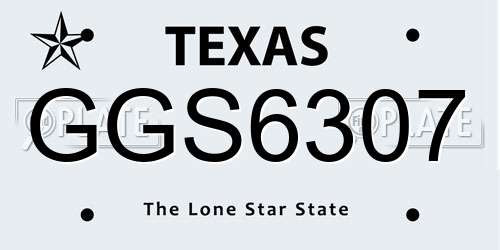 GGS6307 Texas License Plate