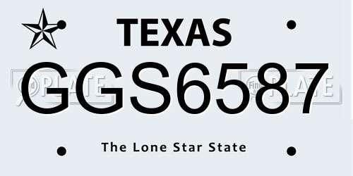 GGS6587 Texas License Plate