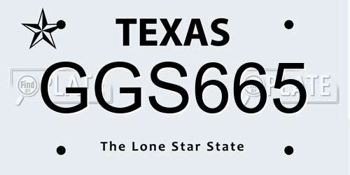 GGS665 Texas License Plate