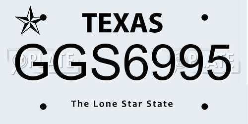 GGS6995 Texas License Plate