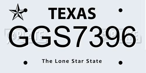 GGS7396 Texas License Plate