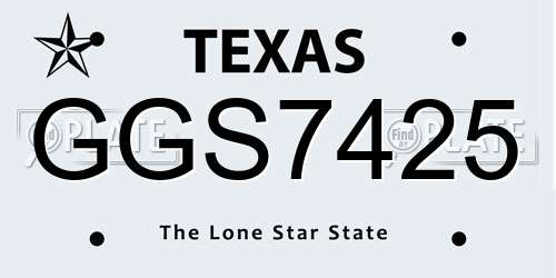 GGS7425 Texas License Plate