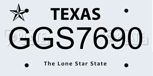 GGS7690 Texas License Plate
