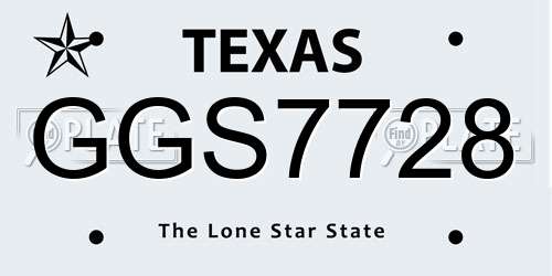 GGS7728 Texas License Plate