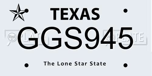 GGS945 Texas License Plate