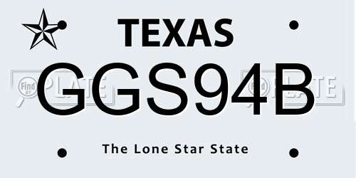 GGS94B Texas License Plate