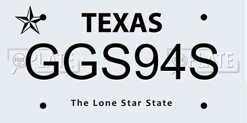 GGS94S Texas License Plate