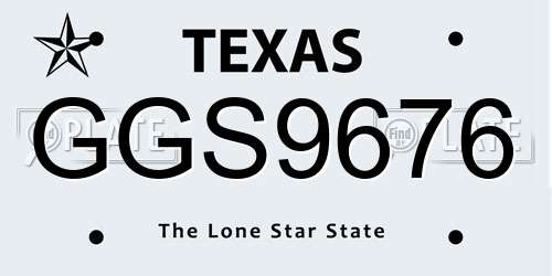 GGS9676 Texas License Plate