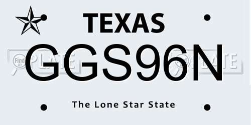 GGS96N Texas License Plate