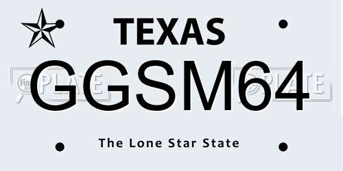 GGSM64 Texas License Plate