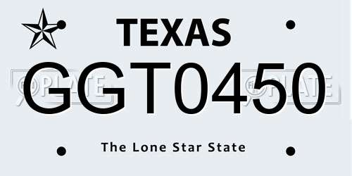 GGT0450 Texas License Plate
