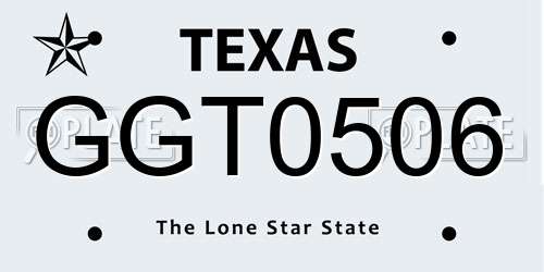GGT0506 Texas License Plate
