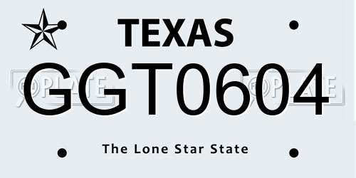 GGT0604 Texas License Plate