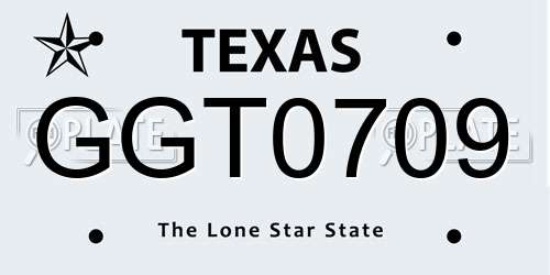 GGT0709 Texas License Plate