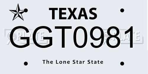 GGT0981 Texas License Plate