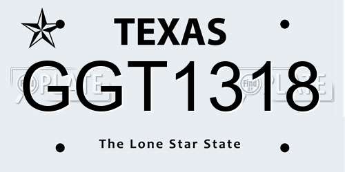 GGT1318 Texas License Plate