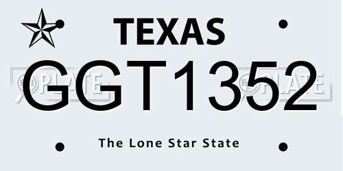 GGT1352 Texas License Plate