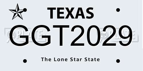 GGT2029 Texas License Plate