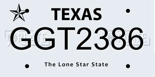 GGT2386 Texas License Plate