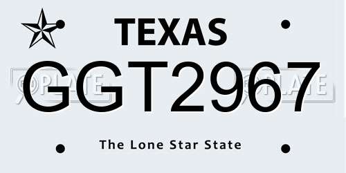 GGT2967 Texas License Plate