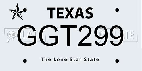 GGT299 Texas License Plate