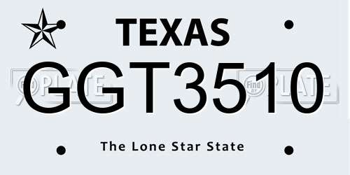GGT3510 Texas License Plate