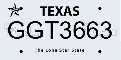 GGT3663 Texas License Plate