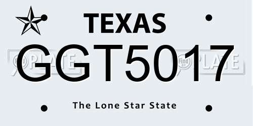 GGT5017 Texas License Plate