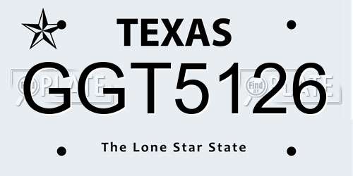 GGT5126 Texas License Plate