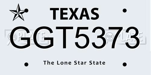 GGT5373 Texas License Plate