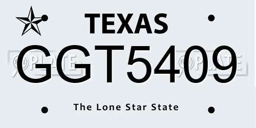 GGT5409 Texas License Plate