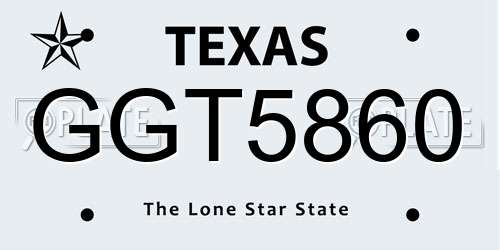 GGT5860 Texas License Plate