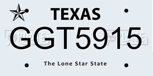 GGT5915 Texas License Plate