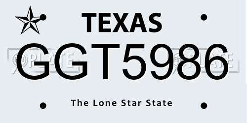 GGT5986 Texas License Plate