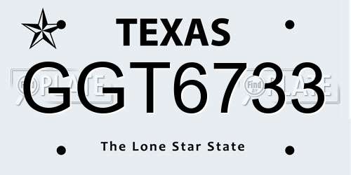 GGT6733 Texas License Plate
