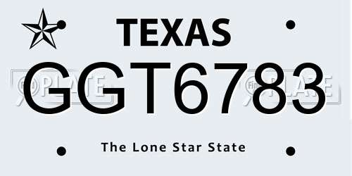 GGT6783 Texas License Plate