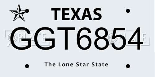 GGT6854 Texas License Plate